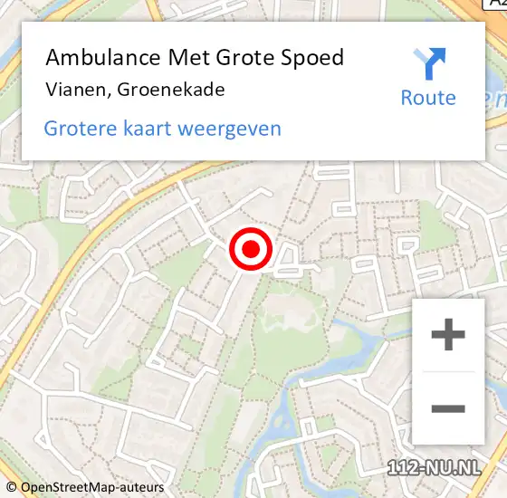 Locatie op kaart van de 112 melding: Ambulance Met Grote Spoed Naar Vianen, Groenekade op 2 december 2015 09:13