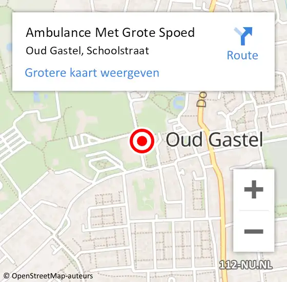 Locatie op kaart van de 112 melding: Ambulance Met Grote Spoed Naar Oud Gastel, Schoolstraat op 2 december 2015 10:30