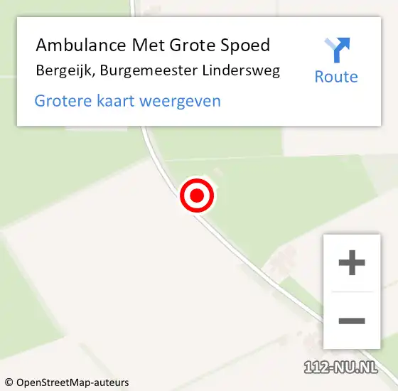 Locatie op kaart van de 112 melding: Ambulance Met Grote Spoed Naar Bergeijk, Burgemeester Lindersweg op 2 december 2015 10:43