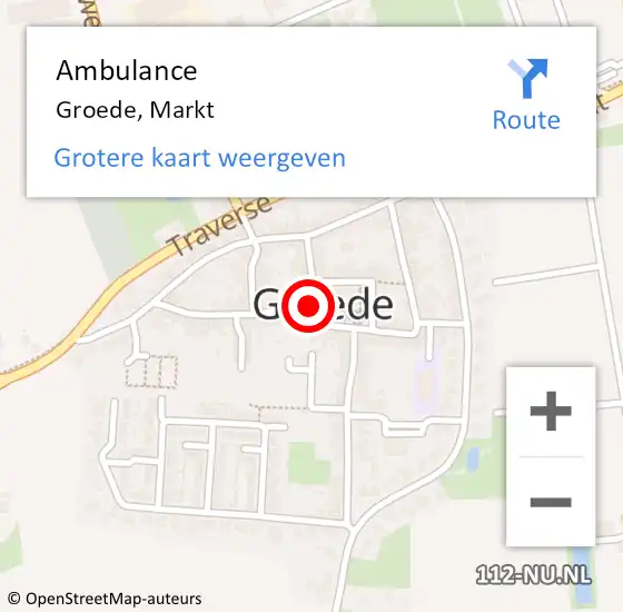 Locatie op kaart van de 112 melding: Ambulance Groede, Markt op 2 december 2015 12:32