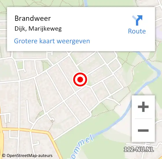 Locatie op kaart van de 112 melding: Brandweer Dijk, Marijkeweg op 2 december 2015 12:55