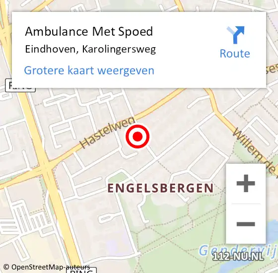 Locatie op kaart van de 112 melding: Ambulance Met Spoed Naar Eindhoven, Karolingersweg op 2 december 2015 13:12