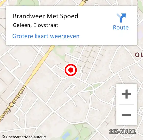 Locatie op kaart van de 112 melding: Brandweer Met Spoed Naar Geleen, Eloystraat op 2 december 2015 13:26