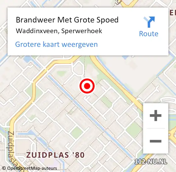 Locatie op kaart van de 112 melding: Brandweer Met Grote Spoed Naar Waddinxveen, Sperwerhoek op 2 december 2015 14:03