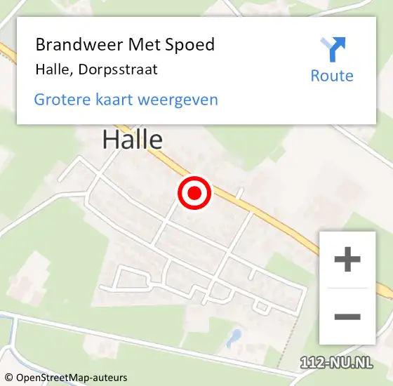 Locatie op kaart van de 112 melding: Brandweer Met Spoed Naar Halle, Dorpsstraat op 2 december 2015 14:24