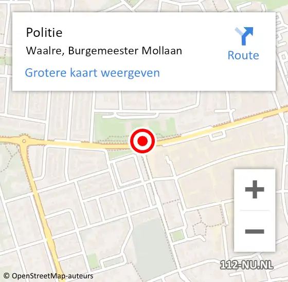 Locatie op kaart van de 112 melding: Politie Waalre, Burgemeester Mollaan op 2 december 2015 14:30