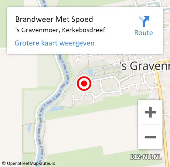 Locatie op kaart van de 112 melding: Brandweer Met Spoed Naar 's Gravenmoer, Kerkebosdreef op 14 september 2013 09:28