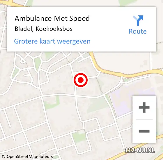 Locatie op kaart van de 112 melding: Ambulance Met Spoed Naar Bladel, Koekoeksbos op 2 december 2015 15:10