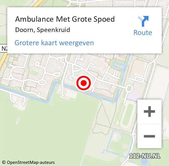 Locatie op kaart van de 112 melding: Ambulance Met Grote Spoed Naar Doorn, Speenkruid op 2 december 2015 15:11