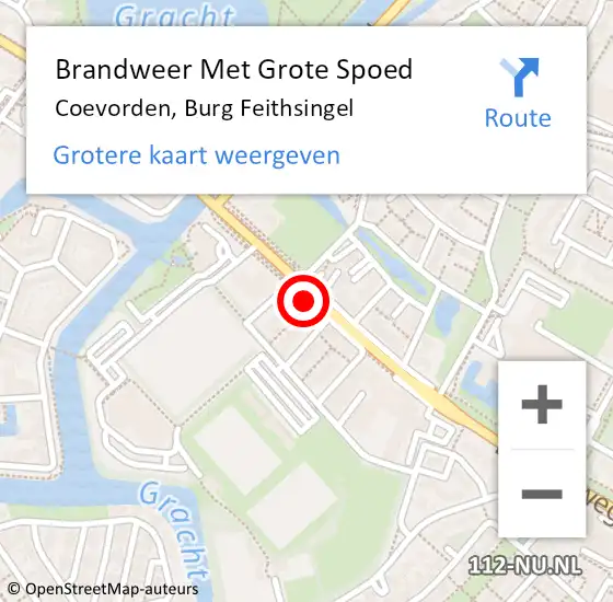 Locatie op kaart van de 112 melding: Brandweer Met Grote Spoed Naar Coevorden, Burg Feithsingel op 2 december 2015 15:26