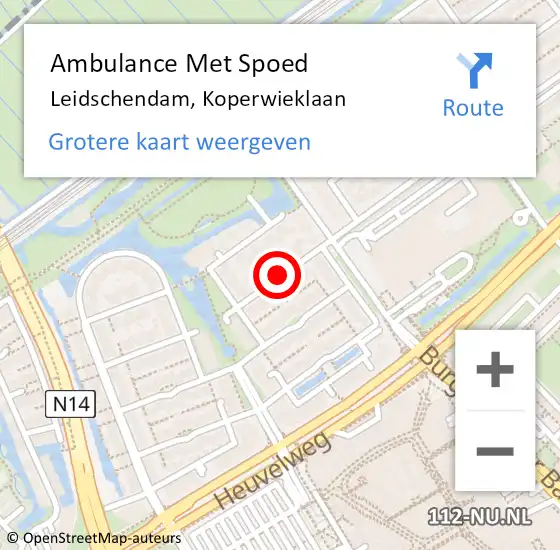 Locatie op kaart van de 112 melding: Ambulance Met Spoed Naar Leidschendam, Koperwieklaan op 2 december 2015 15:31