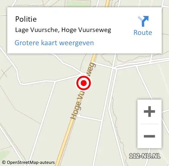 Locatie op kaart van de 112 melding: Politie Lage Vuursche, Hoge Vuurseweg op 2 december 2015 15:48