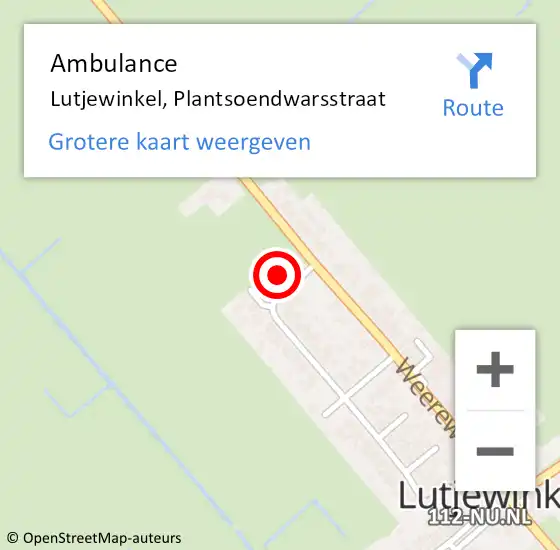 Locatie op kaart van de 112 melding: Ambulance Lutjewinkel, Plantsoendwarsstraat op 2 december 2015 15:52