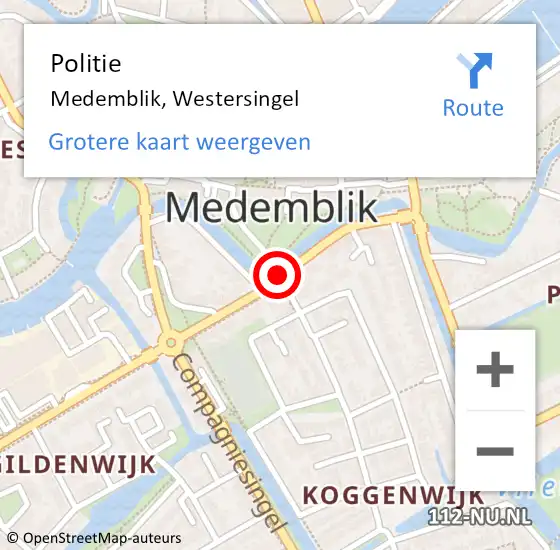 Locatie op kaart van de 112 melding: Politie Medemblik, Westersingel op 2 december 2015 16:12