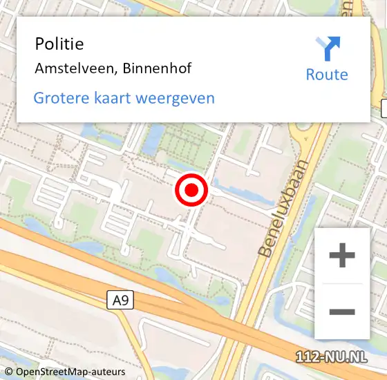 Locatie op kaart van de 112 melding: Politie Amstelveen, Binnenhof op 2 december 2015 17:02