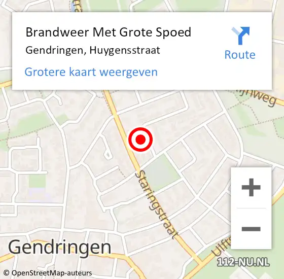 Locatie op kaart van de 112 melding: Brandweer Met Grote Spoed Naar Gendringen, Huygensstraat op 28 november 2013 19:11