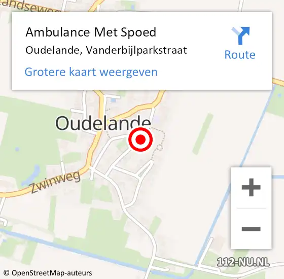 Locatie op kaart van de 112 melding: Ambulance Met Spoed Naar Oudelande, Vanderbijlparkstraat op 2 december 2015 18:20