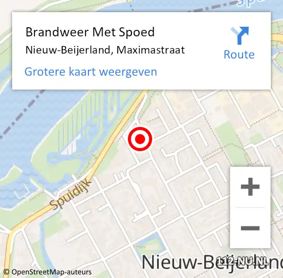 Locatie op kaart van de 112 melding: Brandweer Met Spoed Naar Nieuw-Beijerland, Maximastraat op 2 december 2015 19:30