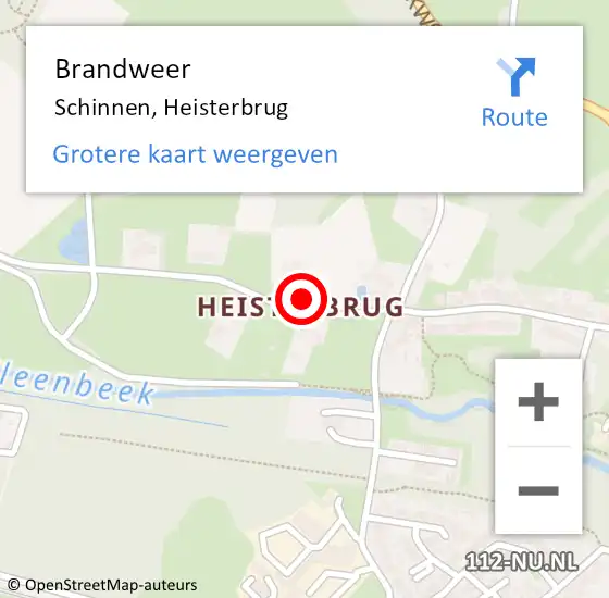 Locatie op kaart van de 112 melding: Brandweer Schinnen, Heisterbrug op 28 november 2013 19:24