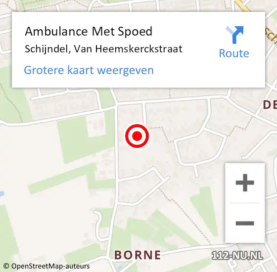 Locatie op kaart van de 112 melding: Ambulance Met Spoed Naar Schijndel, Van Heemskerckstraat op 2 december 2015 19:56
