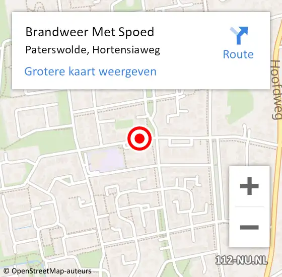 Locatie op kaart van de 112 melding: Brandweer Met Spoed Naar Paterswolde, Hortensiaweg op 2 december 2015 20:33