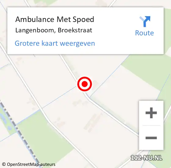 Locatie op kaart van de 112 melding: Ambulance Met Spoed Naar Langenboom, Broekstraat op 2 december 2015 21:11