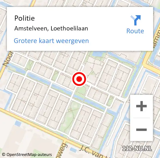 Locatie op kaart van de 112 melding: Politie Amstelveen, Loethoelilaan op 2 december 2015 21:36