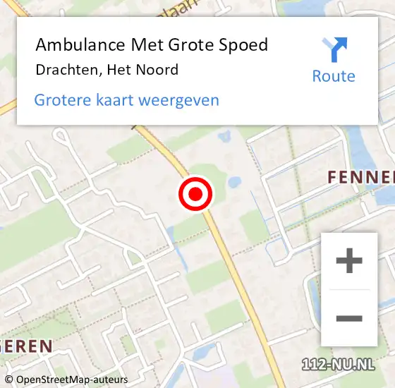 Locatie op kaart van de 112 melding: Ambulance Met Grote Spoed Naar Drachten, Het Noord op 2 december 2015 22:02