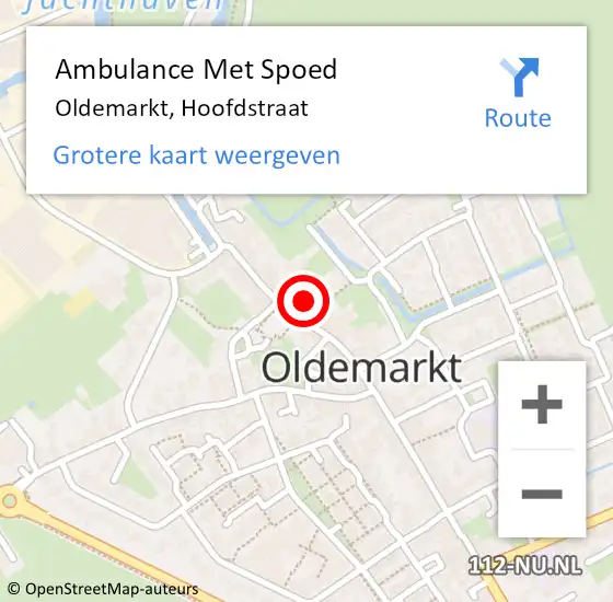 Locatie op kaart van de 112 melding: Ambulance Met Spoed Naar Oldemarkt, Hoofdstraat op 2 december 2015 22:36