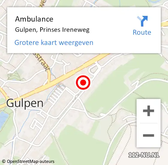 Locatie op kaart van de 112 melding: Ambulance Gulpen, Prinses Ireneweg op 28 november 2013 19:35