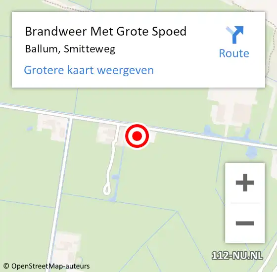 Locatie op kaart van de 112 melding: Brandweer Met Grote Spoed Naar Ballum, Smitteweg op 2 december 2015 23:20