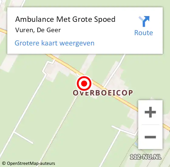 Locatie op kaart van de 112 melding: Ambulance Met Grote Spoed Naar Vuren, De Geer op 3 december 2015 03:04