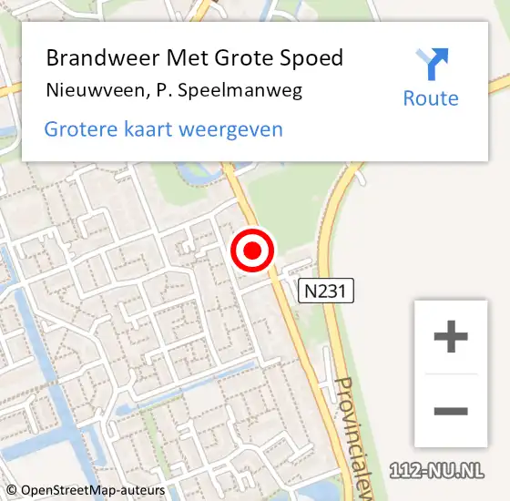 Locatie op kaart van de 112 melding: Brandweer Met Grote Spoed Naar Nieuwveen, P. Speelmanweg op 3 december 2015 04:29