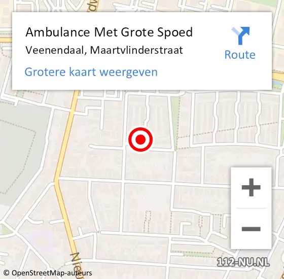 Locatie op kaart van de 112 melding: Ambulance Met Grote Spoed Naar Veenendaal, Maartvlinderstraat op 3 december 2015 06:08