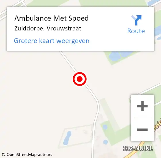 Locatie op kaart van de 112 melding: Ambulance Met Spoed Naar Zuiddorpe, Vrouwstraat op 3 december 2015 07:28