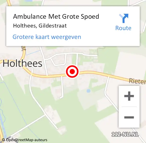 Locatie op kaart van de 112 melding: Ambulance Met Grote Spoed Naar Holthees, Gildestraat op 3 december 2015 08:45