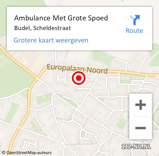 Locatie op kaart van de 112 melding: Ambulance Met Grote Spoed Naar Budel, Scheldestraat op 3 december 2015 08:46