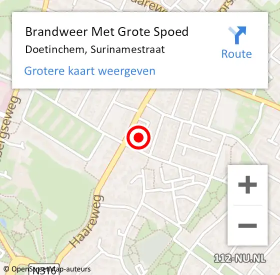 Locatie op kaart van de 112 melding: Brandweer Met Grote Spoed Naar Doetinchem, Surinamestraat op 3 december 2015 10:34