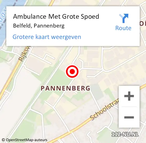 Locatie op kaart van de 112 melding: Ambulance Met Grote Spoed Naar Belfeld, Pannenberg op 3 december 2015 10:39