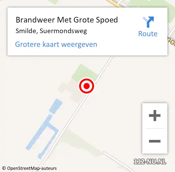 Locatie op kaart van de 112 melding: Brandweer Met Grote Spoed Naar Smilde, Suermondsweg op 3 december 2015 11:01