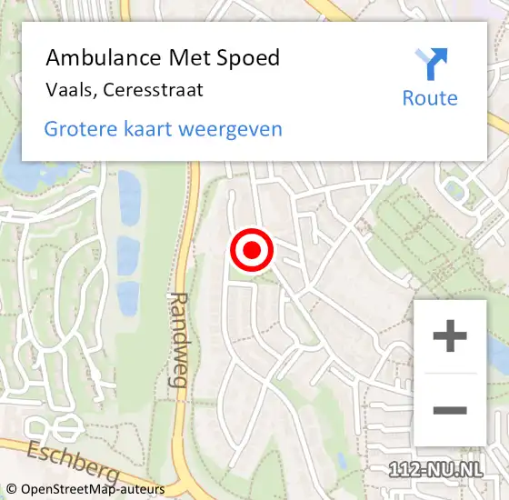 Locatie op kaart van de 112 melding: Ambulance Met Spoed Naar Vaals, Ceresstraat op 28 november 2013 20:35