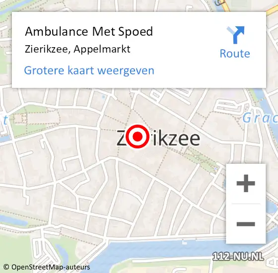 Locatie op kaart van de 112 melding: Ambulance Met Spoed Naar Zierikzee, Appelmarkt op 3 december 2015 12:36