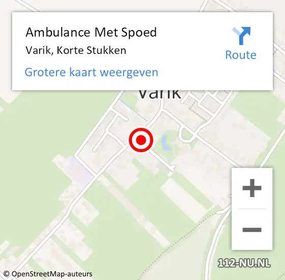 Locatie op kaart van de 112 melding: Ambulance Met Spoed Naar Varik, Korte Stukken op 3 december 2015 12:41