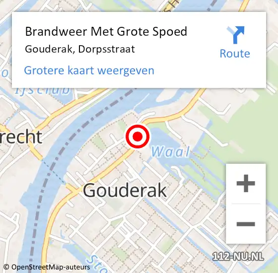 Locatie op kaart van de 112 melding: Brandweer Met Grote Spoed Naar Gouderak, Dorpsstraat op 3 december 2015 13:45