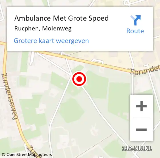 Locatie op kaart van de 112 melding: Ambulance Met Grote Spoed Naar Rucphen, Molenweg op 3 december 2015 13:51