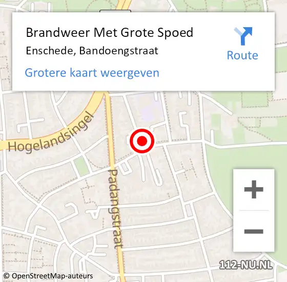 Locatie op kaart van de 112 melding: Brandweer Met Grote Spoed Naar Enschede, Bandoengstraat op 3 december 2015 14:23