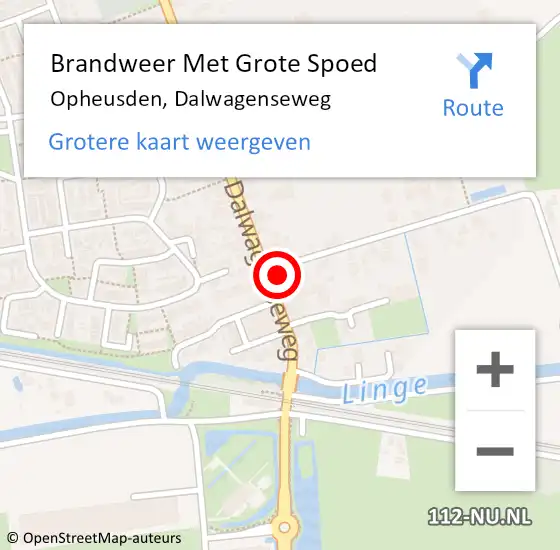 Locatie op kaart van de 112 melding: Brandweer Met Grote Spoed Naar Opheusden, Dalwagenseweg op 3 december 2015 14:25