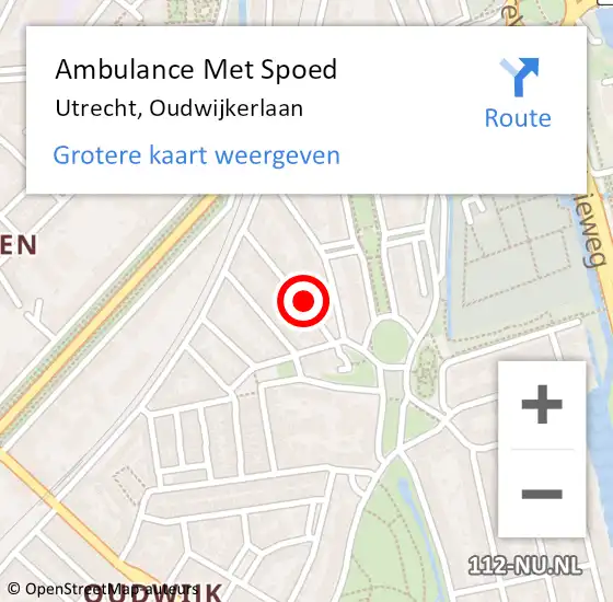 Locatie op kaart van de 112 melding: Ambulance Met Spoed Naar Utrecht, Oudwijkerlaan op 3 december 2015 15:20