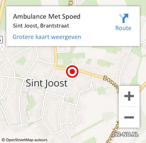 Locatie op kaart van de 112 melding: Ambulance Met Spoed Naar Sint Joost, Brantstraat op 3 december 2015 15:43