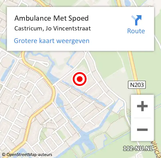 Locatie op kaart van de 112 melding: Ambulance Met Spoed Naar Castricum, Jo Vincentstraat op 3 december 2015 16:15